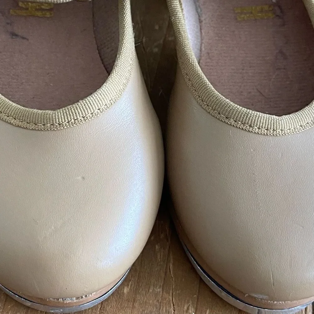 Bloch Tap Shoes Tan Elastic Snap Toddler Dance Size 6.5 M